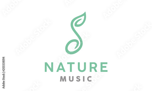 Music Notes and Soybean Seed Soil Sprout Plant Leaf Nature Logo design 
