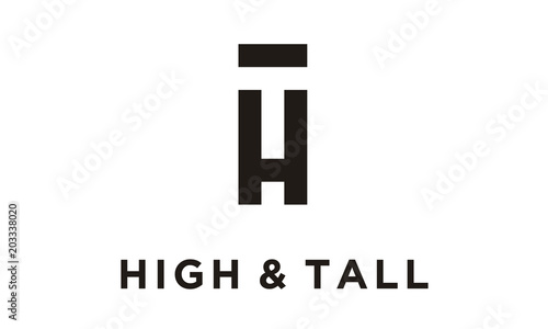 Monogram Initials TH HT simple letter negative space minimalist logo design 