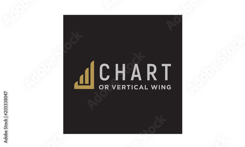 Financial Business Statistic Chart Bar Diagram Wings logo design 