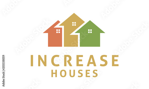 House with Increase Arrow Statistic Business Marketing logo design 