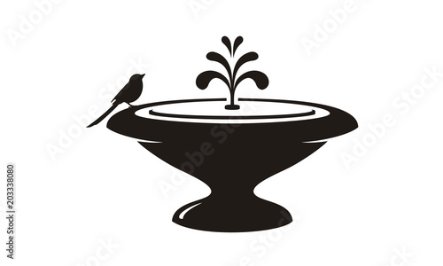 Bird and Fountain Garden Decoration Logo design 
