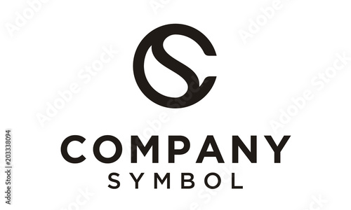 Initials Monogram CS SC Letter Circular Yin Yang logo design  photo