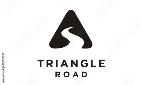 Triangle Winding Road Street River Creek sign symbol logo design