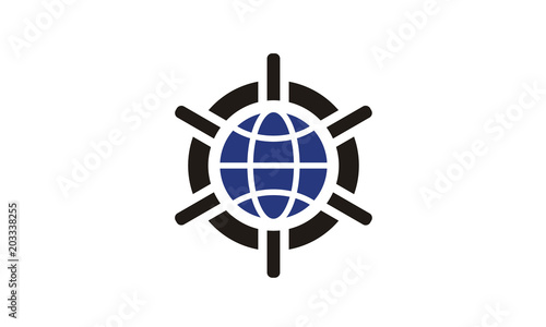 World Globe Wheel Compass / Vault Global Business logo design 