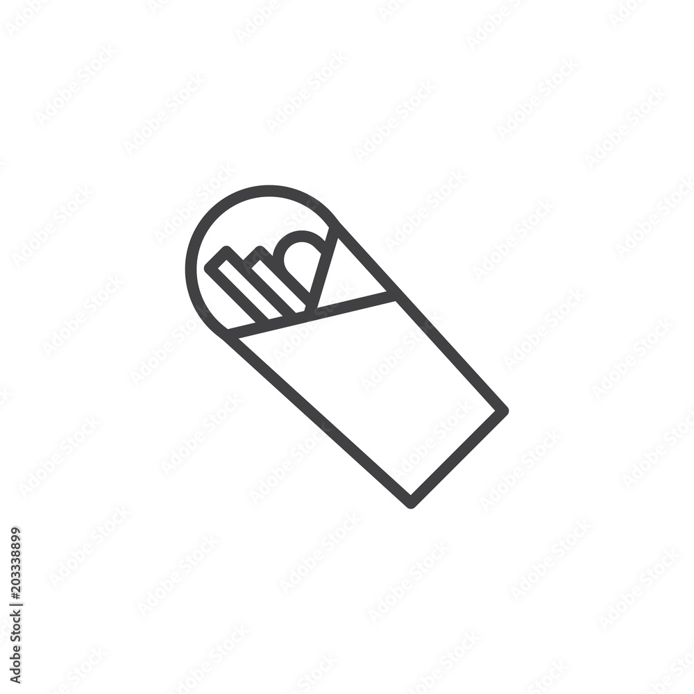 Shawarma outline icon. linear style sign for mobile concept and web design. Take away fast food simple line vector icon. Symbol, logo illustration. Pixel perfect vector graphics Shawarma outline icon. linear style sign for mobile concept and web design. Take away fast food simple line vector icon. Symbol, logo illustration. Pixel perfect vector graphics