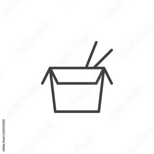 Asian food box outline icon. linear style sign for mobile concept and web design. Take away fast food simple line vector icon. Symbol, logo illustration. Pixel perfect vector graphics