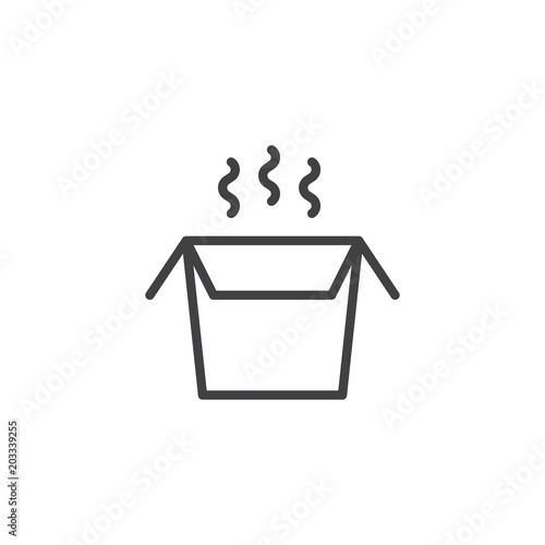 Asian food box outline icon. linear style sign for mobile concept and web design. Hot Chinese Food simple line vector icon. Symbol, logo illustration. Pixel perfect vector graphics