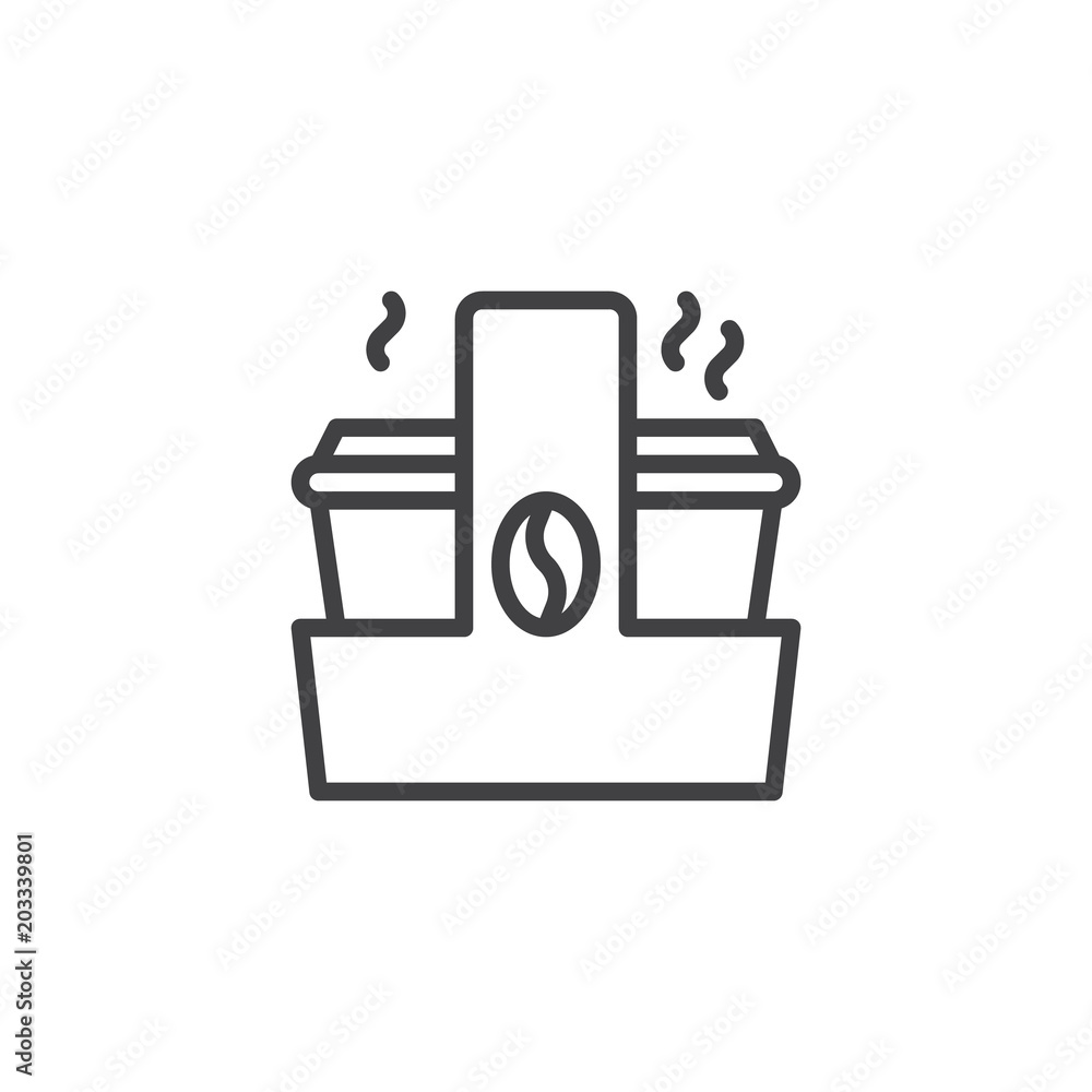 Take away coffee holder outline icon. linear style sign for mobile concept and web design. Hot coffee drink simple line vector icon. Symbol, logo illustration. Pixel perfect vector graphics