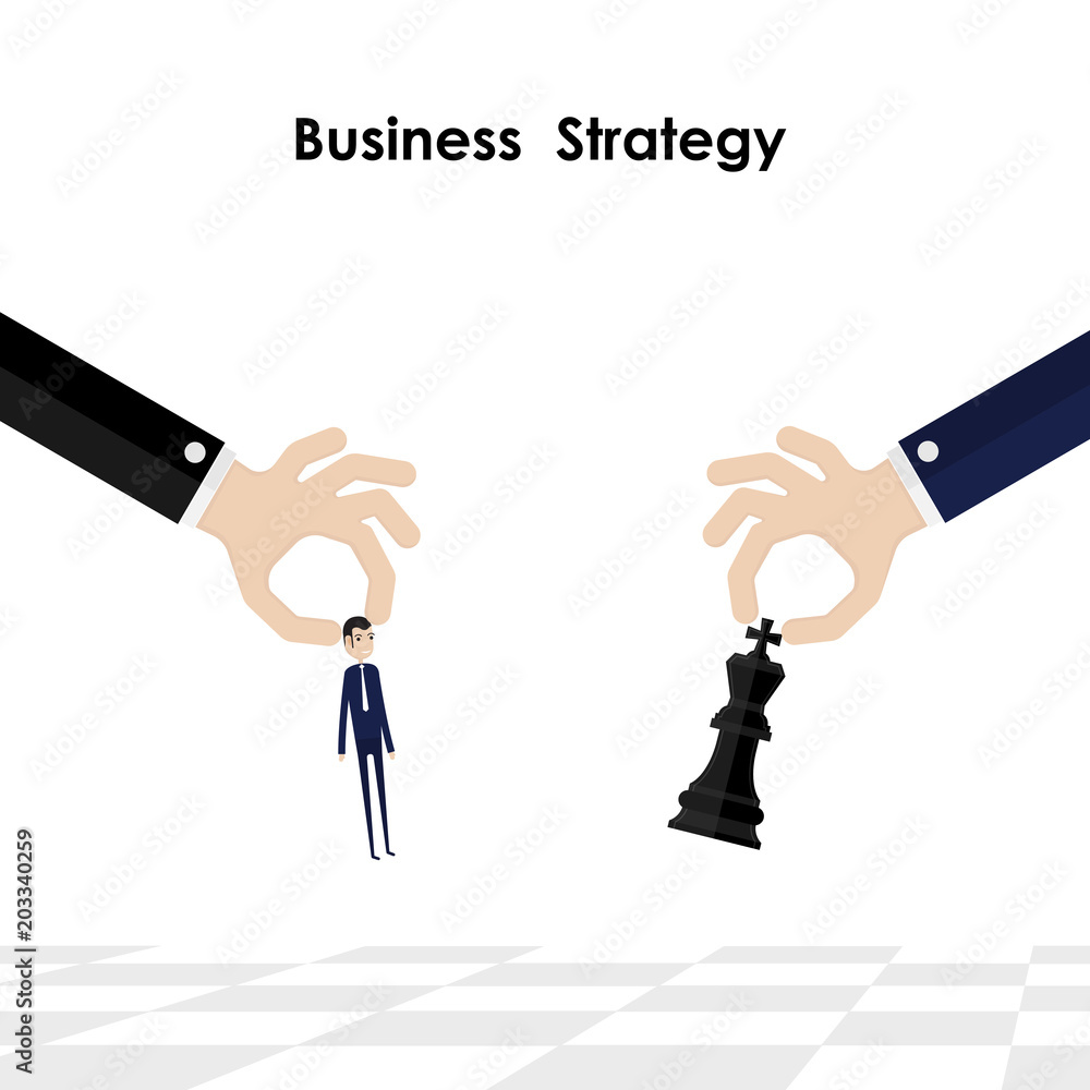 Φωτογραφία Businessman,Hands and King of chess symbol with business and marketing strategy