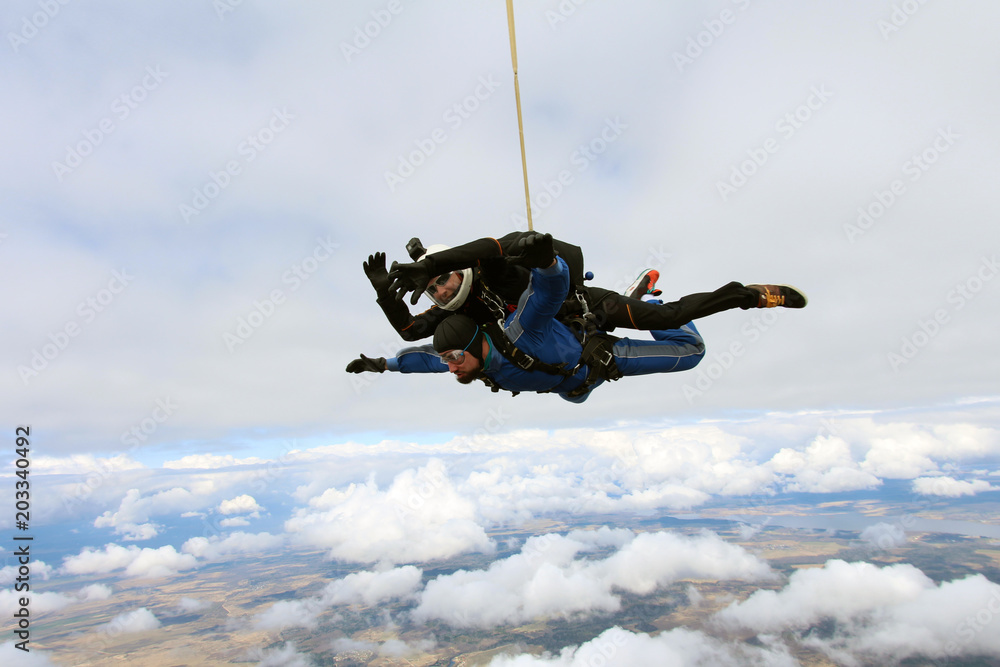 Skydiving. Tandem jump.