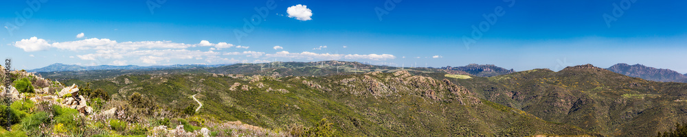 Wind Energy in Sardinian Mountains (Panorama)