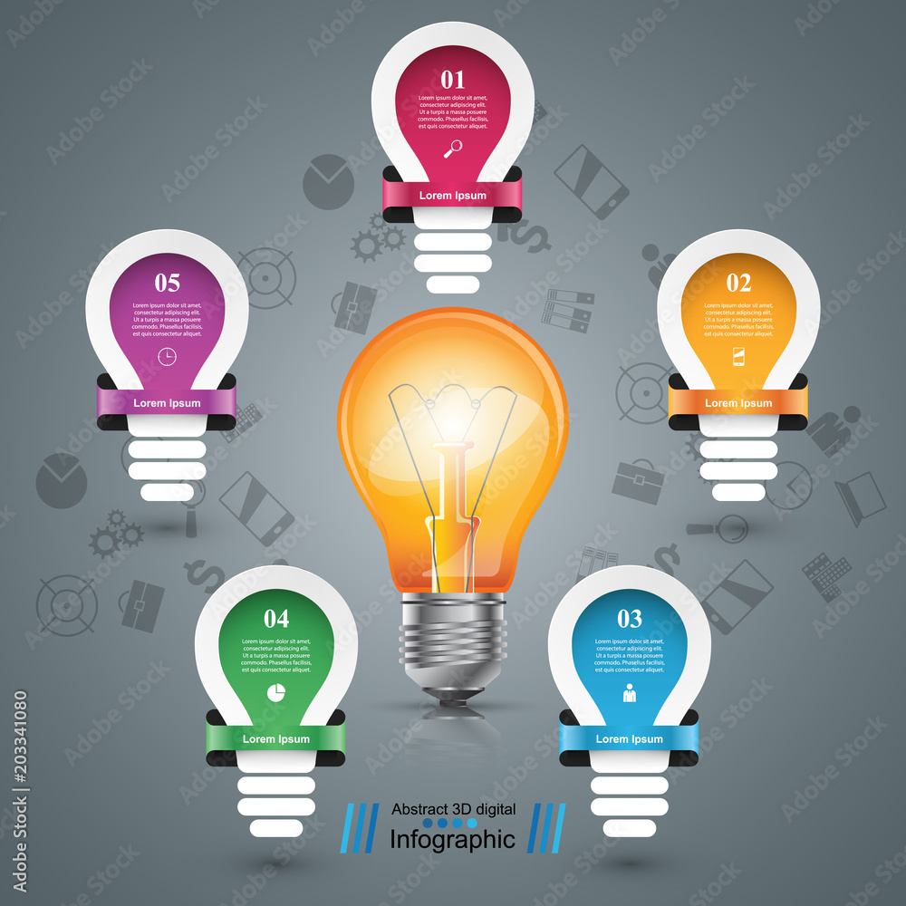 Infographic design template and marketing icons. Bulb icon. Light icon. Infographic design template and marketing icons. Bulb icon. Light icon.
