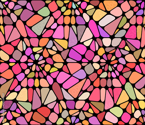 Vector background with a red broken stained glass.  Broken window
