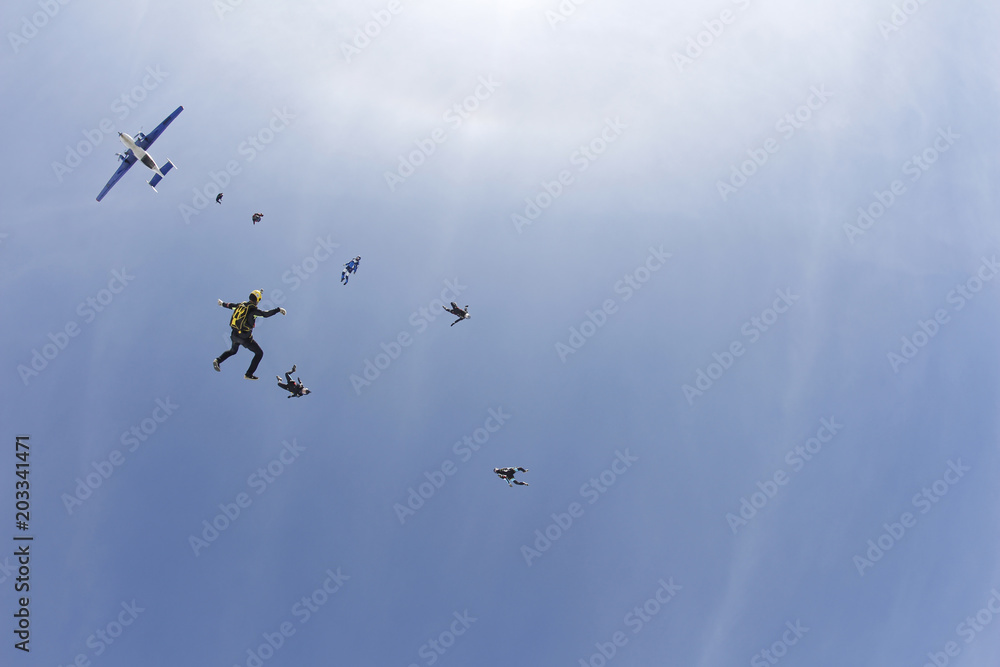 Fototapeta premium Skydiving. Flyin people.