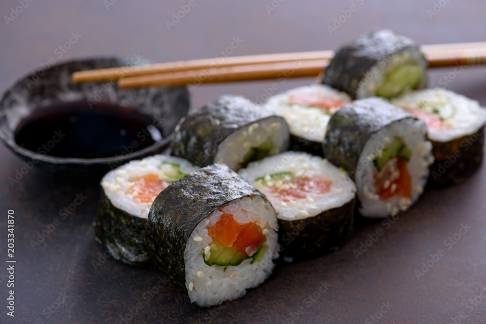 Close-up sushi roll Close-up sushi roll