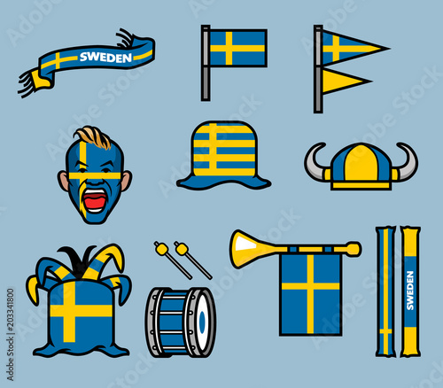 Sweden Soccer Supporter Gear Set