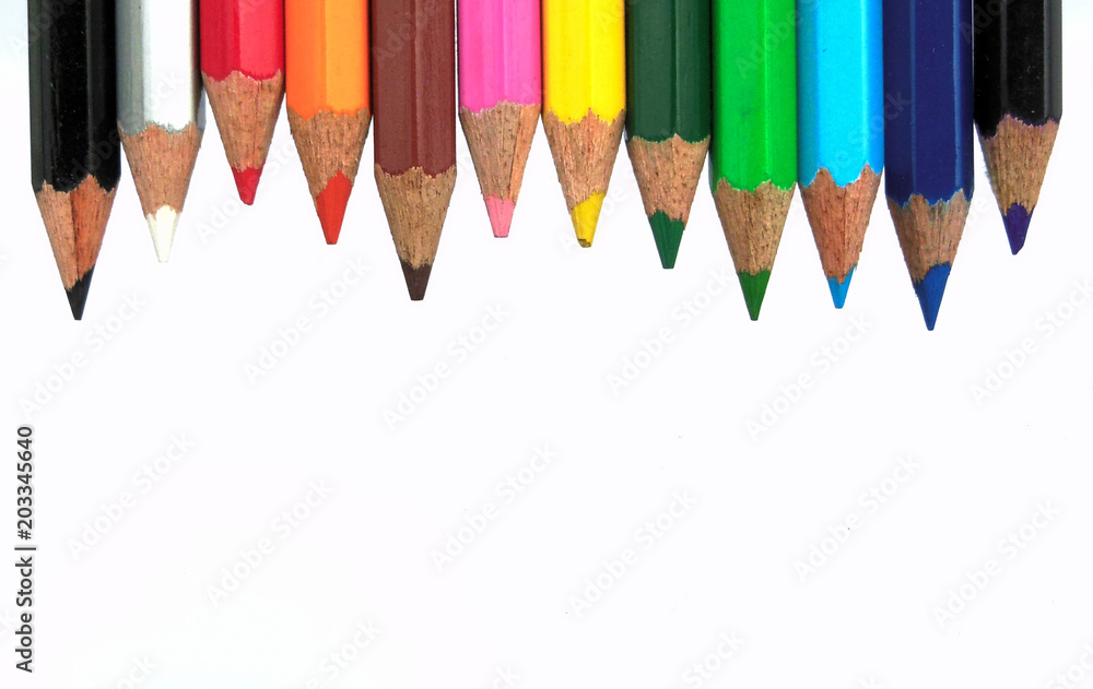 encils in row isolated on white background encils in row isolated on white background