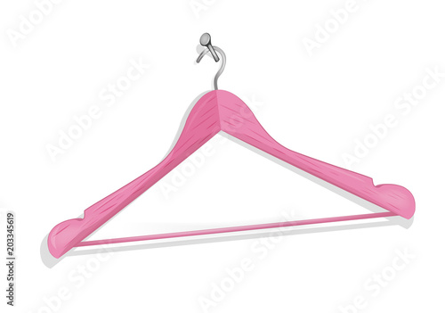 pink hanger. pink hanger on white background. Hanger on the hobnail. A hobnail in the wall. Fashion. Sale. Vector pink hanger hangs on the hobnail.
