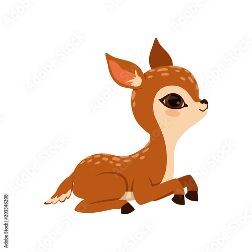 Cute little fawn character lying vector Illustration on a white background
