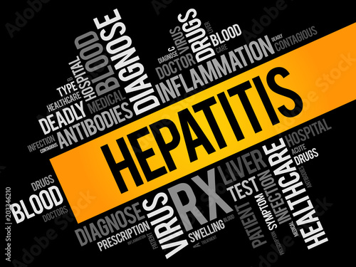 Hepatitis word cloud collage, health concept background