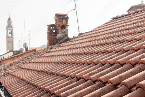 red roofs of Italyan town Lomazzo