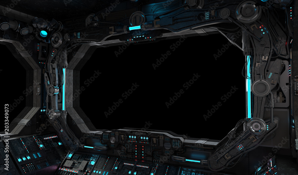 Fototapeta premium Spaceship grunge interior window isolated