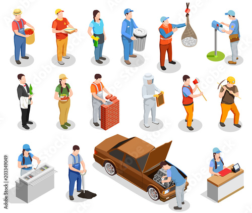 Worker Professions Isometric People
