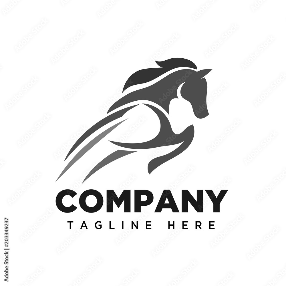elegant Jumping horse logo elegant Jumping horse logo