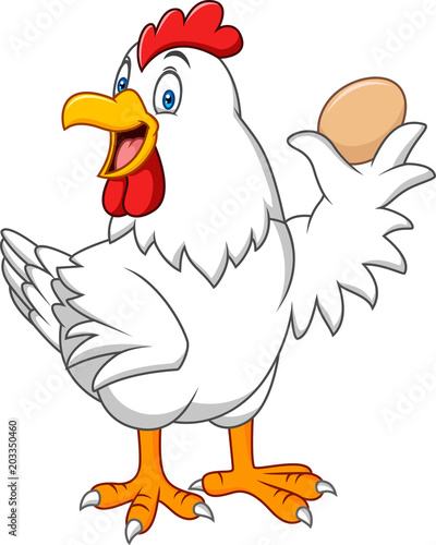 Cartoon hen holding a egg