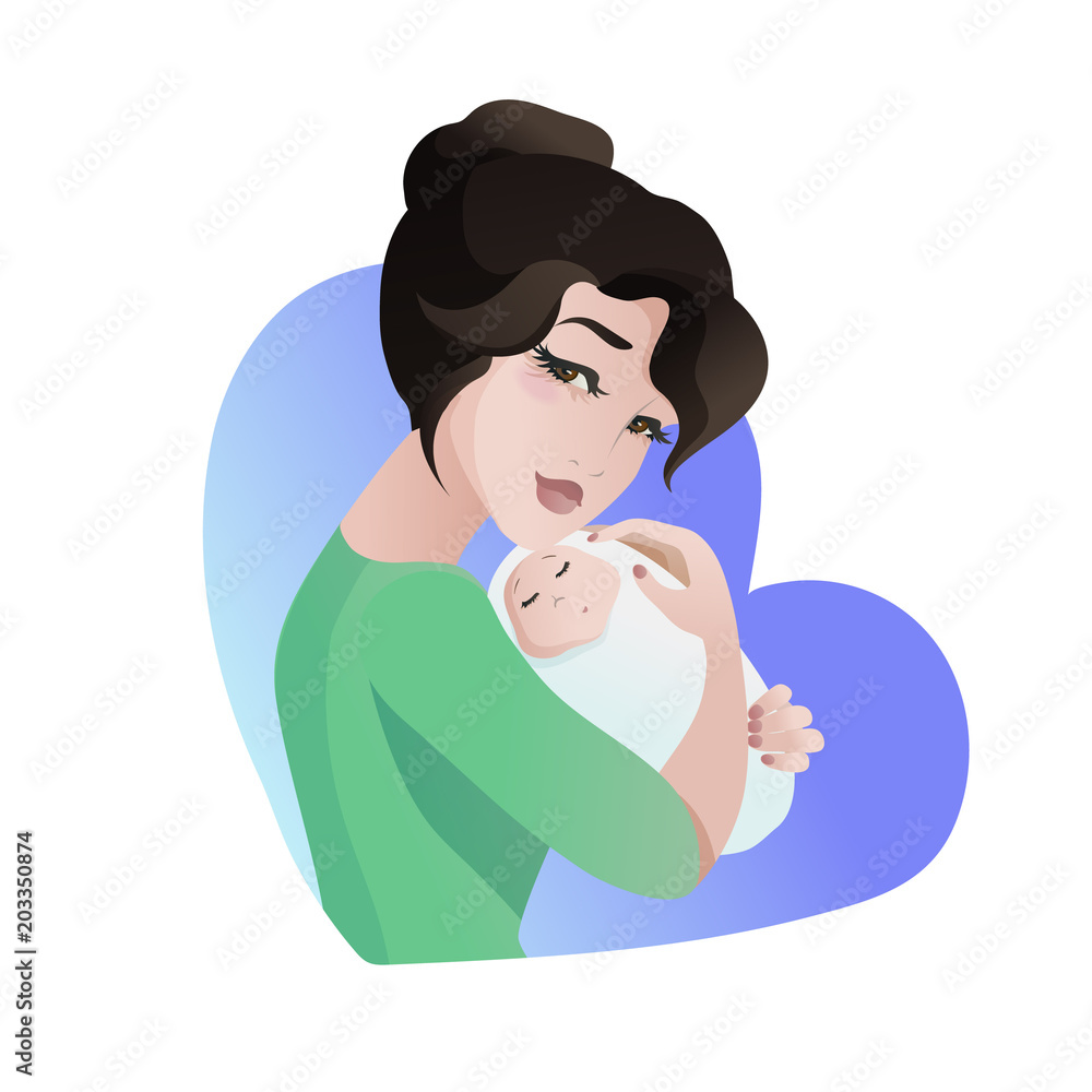 Young asian mother with baby in her hands. Young asian mother with baby in her hands.