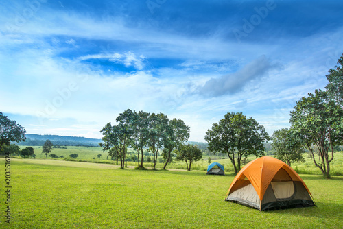 Camp site in the forest, campground at Tung Saleang Luang National Park, Thailand