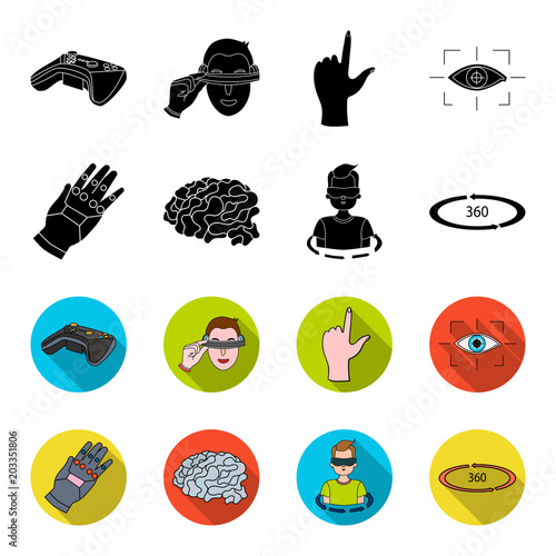 Technology, innovation, man, complemented .Virtual reality set collection icons in black,flet style vector symbol stock illustration web.