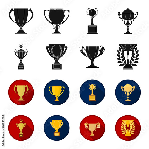 Gold Cup black,flet icons in set collection for design. Winners Cup vector symbol stock web illustration.
