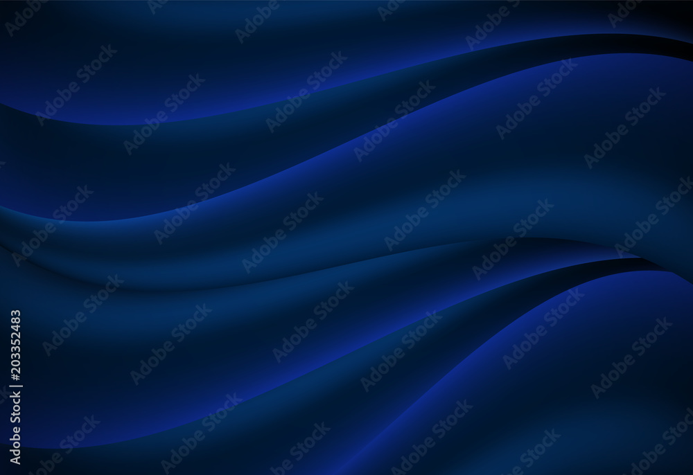 Navy Blue abstract curve and wavy vector background - obrazy, fototapety, plakaty 