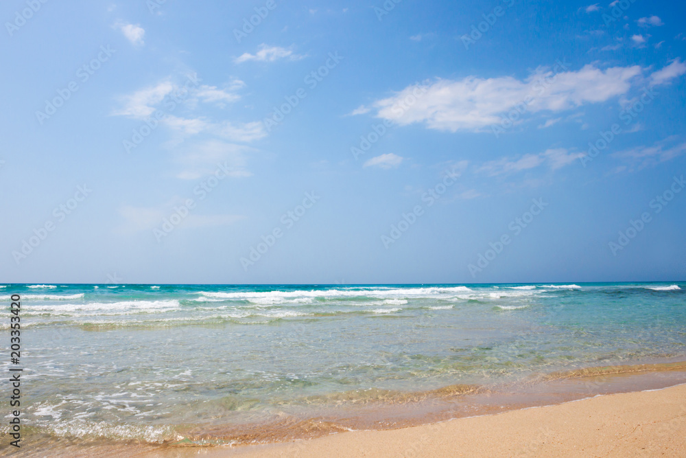 Sand sea beach on sunny day