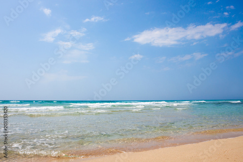 Sand sea beach on sunny day