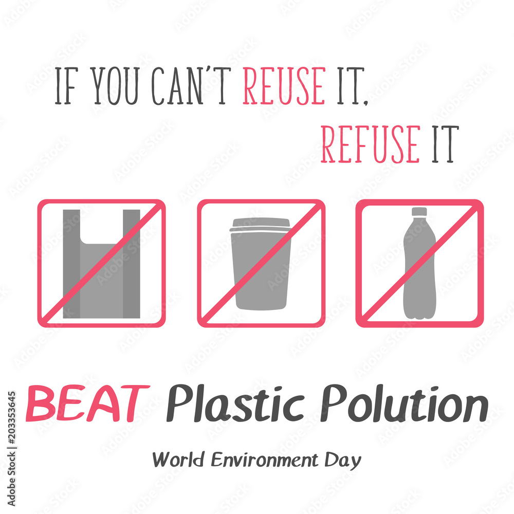 Modern card with kinds of plastic and hand drawn lettering Beat Plastic ...