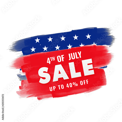 4th of July, sale banner design with upto 40% off offer.