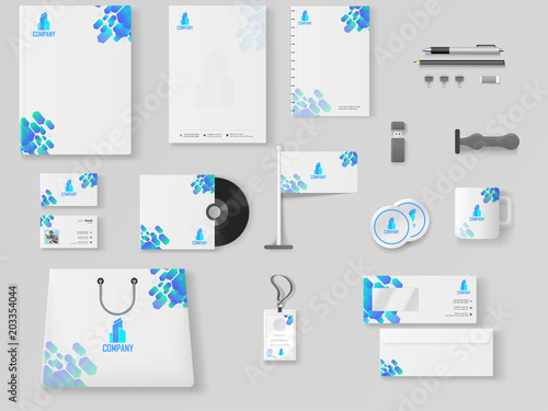 Corporate Identity. Professional Business Branding Kit including Letter Head, Web Banner or Header, Notepad and other objects. photo