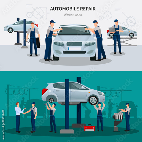 Car Repair Banners Set