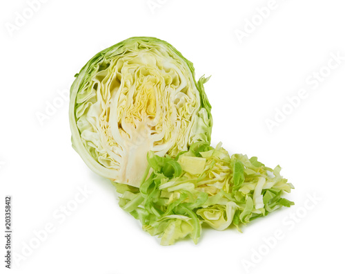 green cabbage on white
