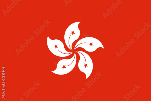 The Flag of Hong Kong. National symbol of the state. Vector illustration. © elenvd
