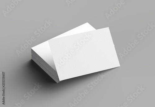 Business card mock up isolated on gray background. Horizontal. 3D illustrating.