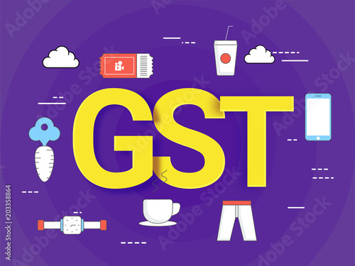 Good Service Tax (GST) concept with finanical elements.