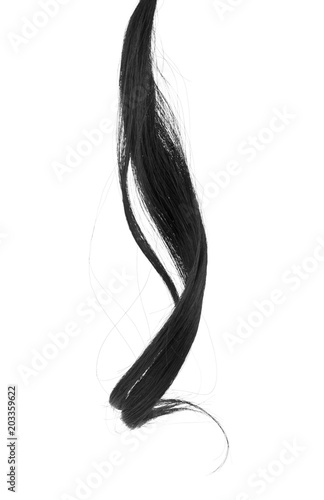curl of black hair isolated on white background