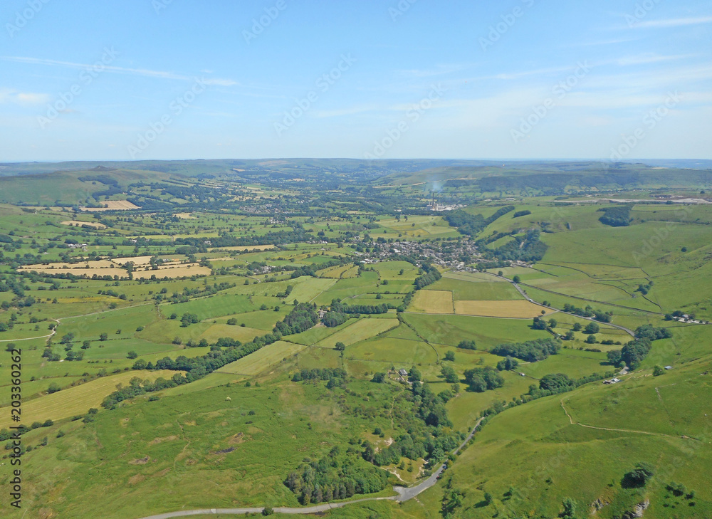 Peak District from a paraglider above Mam Tor