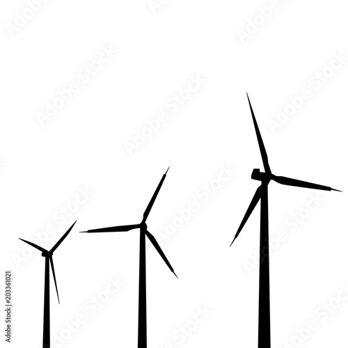isolated, windmill silhouette