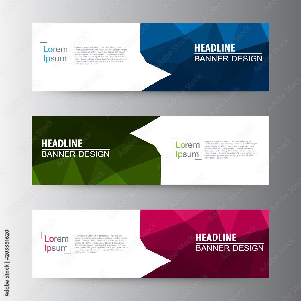 Fototapeta premium Abstract geometric vector Web banner design background, header Templates design.