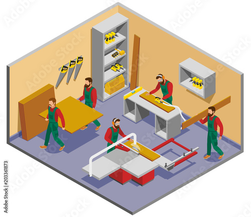 Furniture Makers Isometric Composition