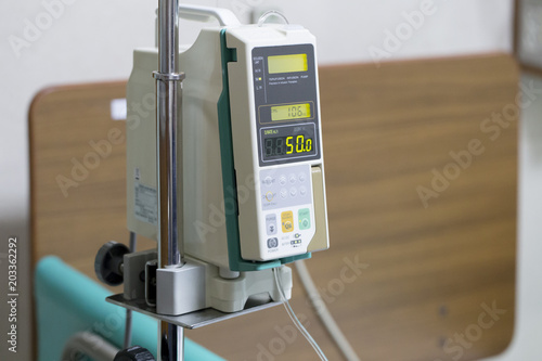 Infusion pump drip for patients in the hospital.